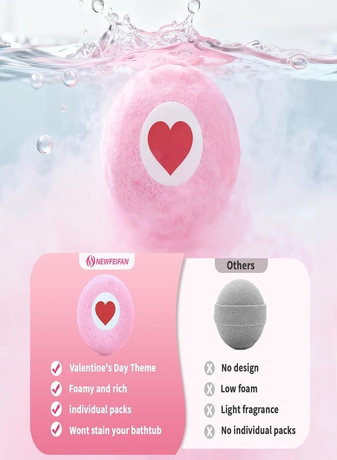 NEWFEIFAN Valentines Bath Bombs for Women, XXL 4-Pack Handmade Natural & Organic Rose Essential Oil, Valentines Day Gifts for Her Him, Valentines Day Basket Birthday Gifts for Wife Daughter Girlfriend Coworkers - Image 4